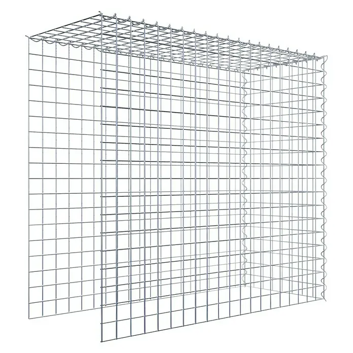 Gabiona Gabione Typ 4 - Zum Anbau in Länge & Höhe, 100 x 40 x 90 cm, Stahl, Maschenbreite: 50 mm, Maschenhöhe: 50 mm, Spirale - Abbildung eines Gabionenkorbs aus verzinktem Draht, der Stabilität und Schutz für verschiedene Anwendungen bietet.