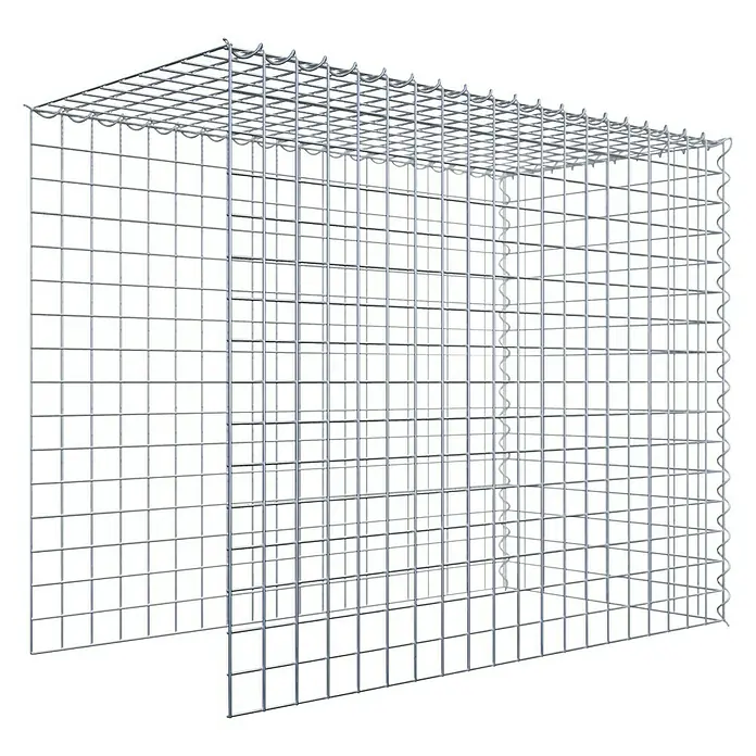 Gabiona Gabione Typ 4 - Zum Anbau in Länge & Höhe, 100 x 50 x 80 cm, Stahl, Maschenbreite: 50 mm, Maschenhöhe: 50 mm, Spirale - Detailaufnahme eines Gabionenkorbs aus verzinktem Drahtgitter, ideal für Garten- und Landschaftsbau. Robust und langlebig.