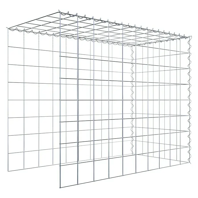 Gabiona Gabione Typ 4 - Zum Anbau in Länge & Höhe, 100 x 50 x 80 cm, Stahl, Maschenbreite: 100 mm, Maschenhöhe: 100 mm, Spirale - Gitterbox aus stabilem, silbernem Metall für vielfältige Einsatzmöglichkeiten im Lager oder zur Dekoration.
