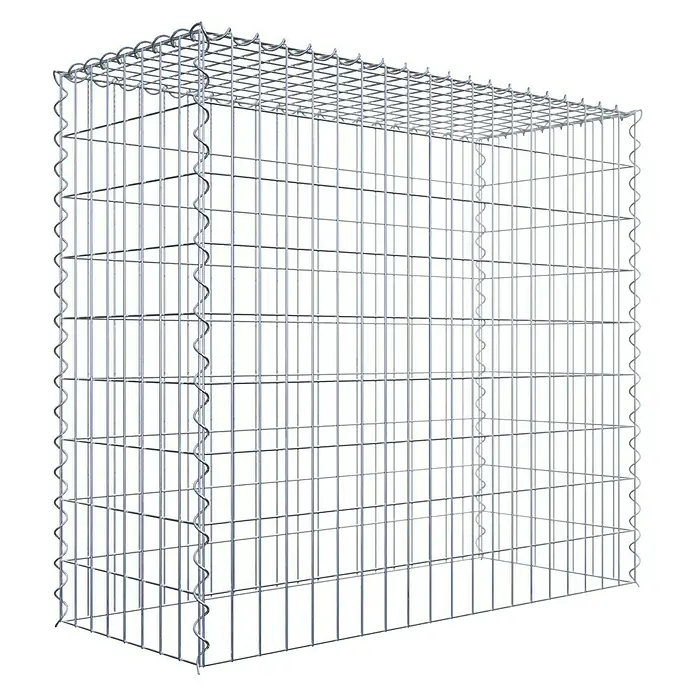 Gabiona Gabione Typ 3 - Zum Anbau in der Höhe, 100 x 40 x 90 cm, Stahl, Maschenbreite: 50 mm, Maschenhöhe: 100 mm, Spirale - Metallgabione mit rechteckiger Form und silberner Farbe. Ideal für Garten- und Landschaftsbauprojekte.