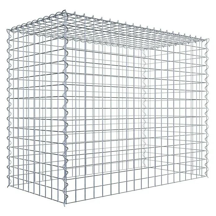 Gabiona Gabione Typ 3 - Zum Anbau in der Höhe, 100 x 50 x 80 cm, Stahl, Maschenbreite: 50 mm, Maschenhöhe: 50 mm, Spirale - Ein rechteckiger Gabionenkorb aus verzinktem Drahtgitter, ideal für Landschaftsbau und Gartendesign, bietet Stabilität und modernes Aussehen.