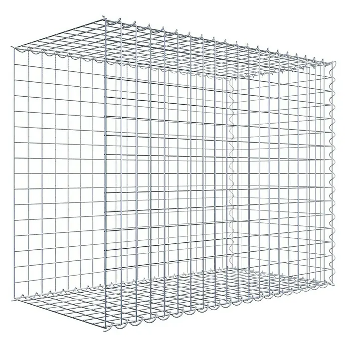 Gabiona Gabione Typ 2 - Zum Anbau in der Länge, 100 x 50 x 80 cm, Stahl, Maschenbreite: 50 mm, Maschenhöhe: 50 mm, Spirale - Nahaufnahme eines Gabionenkorbes, ideal für Gartenbau und Landschaftsgestaltung, der Stabilität und Flexibilität vereint.