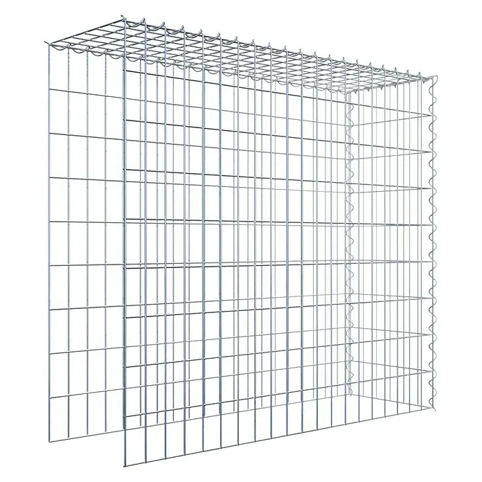 Gabiona Gabione Typ 4 - Zum Anbau in Länge & Höhe, 100 x 30 x 90 cm, Stahl, Maschenbreite: 50 mm, Maschenhöhe: 100 mm, Spirale - Ein Gabionen-Steinkorb aus verzinktem Drahtgeflecht, ideal für den Garten- und Landschaftsbau, dient als dekoratives Element oder zur Hangbefestigung.