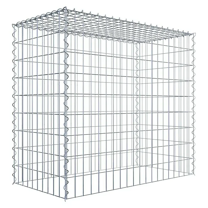 Gabiona Gabione Typ 3 - Zum Anbau in der Höhe, 100 x 50 x 90 cm, Stahl, Maschenbreite: 50 mm, Maschenhöhe: 100 mm, Spirale - Draufsicht eines Gabionen-Steinkorbs aus Metallgeflecht, ideal für Garten- und Landschaftsbauprojekte.
