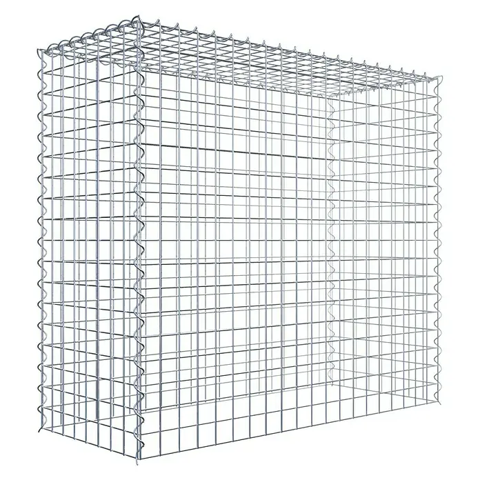 Gabiona Gabione Typ 3 - Zum Anbau in der Höhe, 100 x 40 x 90 cm, Stahl, Maschenbreite: 50 mm, Maschenhöhe: 50 mm, Spirale - Nahaufnahme eines Gabionenkorbs aus verzinktem Draht, der Stabilität und Funktionalität für den Landschaftsbau bietet.