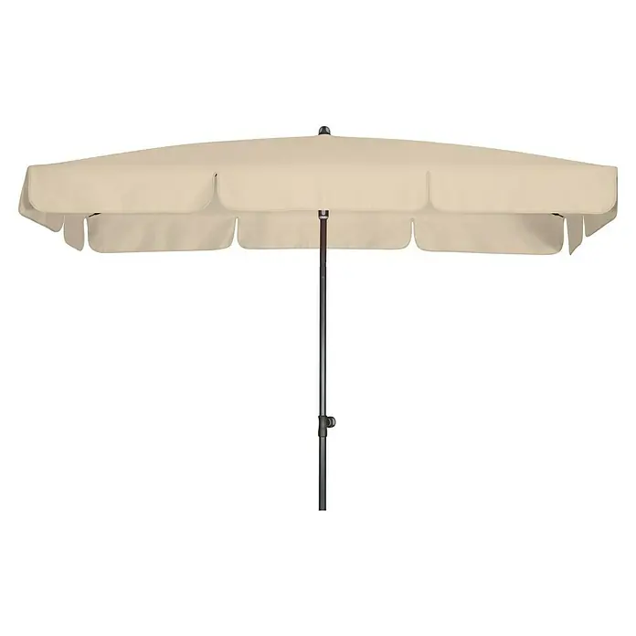 Doppler Sunline Marktschirm Waterproof Neo - Natur, Bespannungsmaß (L x B): 185 x 120 cm - Abgebildeter ist ein eleganter, beiger Sonnenschirm mit stilvollem Design, ideal für sonnige Tage im Freien.