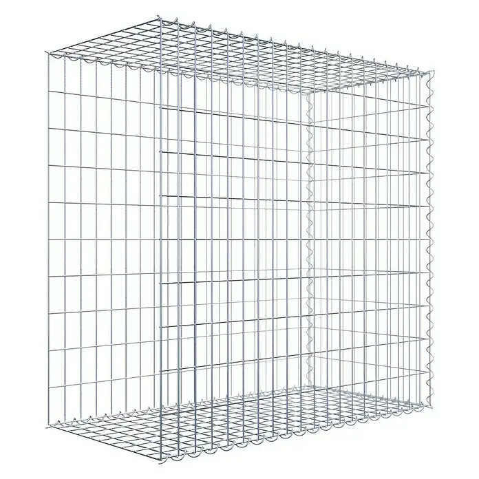 Gabiona Gabione Typ 2 - Zum Anbau in der Länge, 100 x 50 x 100 cm, Stahl, Maschenbreite: 50 mm, Maschenhöhe: 100 mm, Spirale - Abbildung eines Gabionenkorbs aus Drahtgeflecht, ideal für Gartenbau und Landschaftsgestaltung, mit robustem Design und hoher Stabilität.