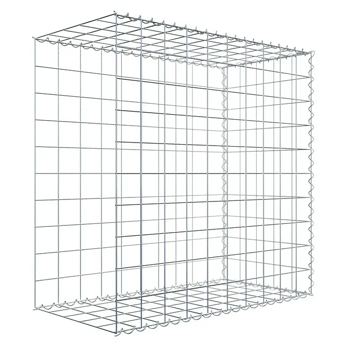 Gabiona Gabione Typ 2 - Zum Anbau in der Länge, 100 x 50 x 100 cm, Stahl, Maschenbreite: 100 mm, Maschenhöhe: 100 mm, Spirale - Abbildung eines Gabionenkorbs aus verzinktem Stahldraht, der Stabilität und Langlebigkeit für verschiedene Anwendungen im Gartenbau bietet.