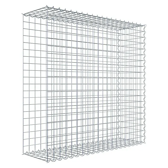 Gabiona Gabione Typ 2 - Zum Anbau in der Länge, 100 x 30 x 100 cm, Stahl, Maschenbreite: 50 mm, Maschenhöhe: 50 mm, Spirale - Bild eines Gabionenkorbs aus Metallgitter. Stabil und vielseitig für Garten- und Landschaftsbau, ideal für Mauern und dekorative Elemente.
