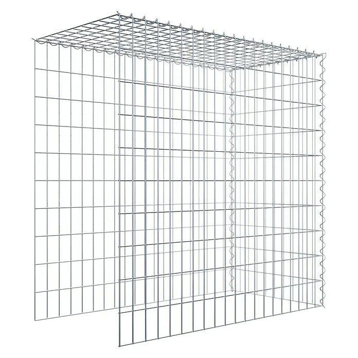 Gabiona Gabione Typ 4 - Zum Anbau in Länge & Höhe, 100 x 50 x 100 cm, Stahl, Maschenbreite: 50 mm, Maschenhöhe: 100 mm, Spirale - Ein dreidimensionales Gabionengitter mit einer gleichmäßigen quadratischen Gitterstruktur und einem wellenförmigen Rand. Ideal für den Gartenbau.