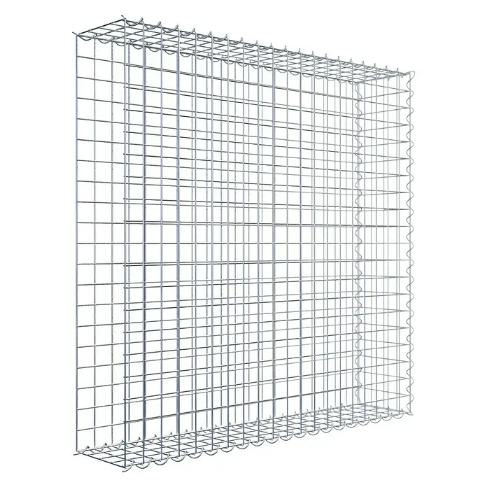 Gabiona Gabione Typ 2 - Zum Anbau in der Länge, 100 x 20 x 100 cm, Stahl, Maschenbreite: 50 mm, Maschenhöhe: 50 mm, Spirale - Ein quadratischer Gabionenkorb aus verzinktem Stahlgitter, ideal für den Einsatz im Garten- und Landschaftsbau. Der Korb ist stabil und langlebig.