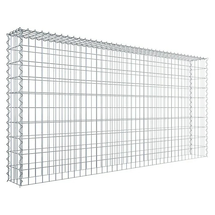 Gabiona Gabione Typ 3 - Zum Anbau in der Höhe, 200 x 20 x 100 cm, Stahl, Maschenbreite: 50 mm, Maschenhöhe: 100 mm, Spirale - Bild eines Gabionenkorbs aus verzinktem Draht, ideal für Gartenmauern oder dekorative Elemente. Robuste Bauweise für vielfältige Anwendungen.