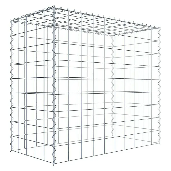 Gabiona Gabione Typ 3 - Zum Anbau in der Höhe, 100 x 50 x 90 cm, Stahl, Maschenbreite: 100 mm, Maschenhöhe: 100 mm, Spirale - Bild eines Gabionenkorbs aus verzinktem Drahtgeflecht, der Stabilität und Flexibilität für verschiedene Anwendungen bietet. Ideal für Gartenbau.