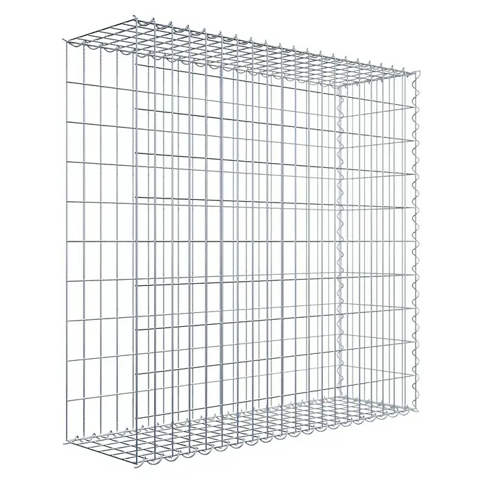 Gabiona Gabione Typ 2 - Zum Anbau in der Länge, 100 x 30 x 100 cm, Stahl, Maschenbreite: 50 mm, Maschenhöhe: 100 mm, Spirale - Ein detailreiches Bild einer Gabione, ideal für Gartenbau und Landschaftsgestaltung, zeigt ihre robuste Bauweise und Vielseitigkeit im Einsatz.
