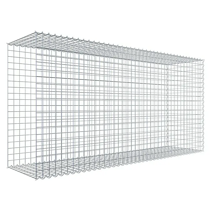 Gabiona Gabione Typ 2 - Zum Anbau in der Länge, 200 x 50 x 100 cm, Stahl, Maschenbreite: 50 mm, Maschenhöhe: 50 mm, Spirale - Silberner Drahtgitterkorb, ideal für Lagerung und Organisation. Robuste Konstruktion für vielseitige Anwendungen im Haushalt und Gewerbe.