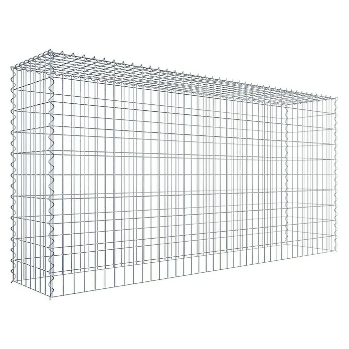 Gabiona Gabione Typ 3 - Zum Anbau in der Höhe, 200 x 40 x 100 cm, Stahl, Maschenbreite: 50 mm, Maschenhöhe: 100 mm, Spirale - Gabione: Rechteckiger Drahtkorb zur Befüllung mit Steinen, als Sichtschutz oder zur Hangbefestigung, robuste Bauweise.