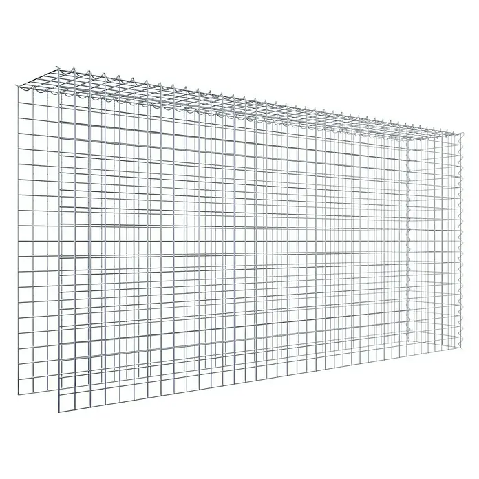 Gabiona Gabione Typ 4 - Zum Anbau in Länge & Höhe, 200 x 30 x 100 cm, Stahl, Maschenbreite: 50 mm, Maschenhöhe: 50 mm, Spirale - Ein rechteckiger Gabionenkorb aus Drahtgitter, ideal für Landschaftsbau und Erosionsschutz. Robust und langlebig.