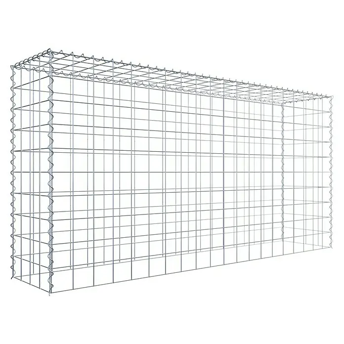 Gabiona Gabione Typ 3 - Zum Anbau in der Höhe, 200 x 40 x 100 cm, Stahl, Maschenbreite: 100 mm, Maschenhöhe: 100 mm, Spirale - Aufnahme eines länglichen, rechteckigen Gabionenkastens aus verzinktem Draht, der Stabilität und Funktionalität für verschiedene Anwendungen bietet.
