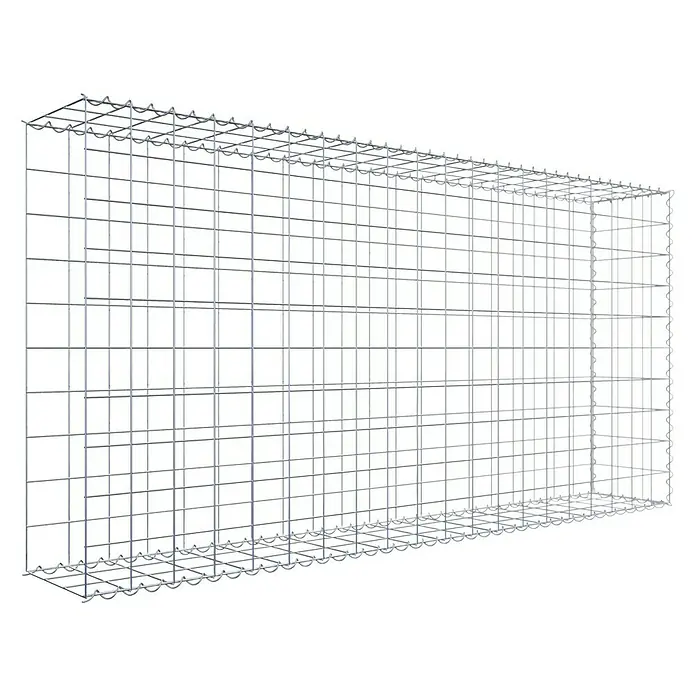 Gabiona Gabione Typ 2 - Zum Anbau in der Länge, 200 x 30 x 100 cm, Stahl, Maschenbreite: 100 mm, Maschenhöhe: 100 mm, Spirale - Ein rechteckiger Gabionenkorb aus Drahtgeflecht, ideal für Garten- und Landschaftsbau, zur Hangbefestigung oder als dekoratives Element.