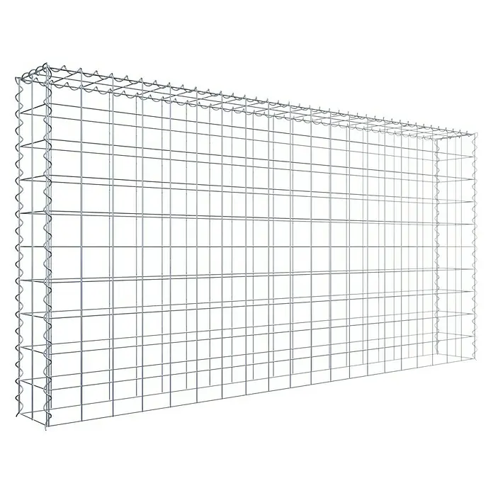 Gabiona Gabione Typ 3 - Zum Anbau in der Höhe, 200 x 20 x 100 cm, Stahl, Maschenbreite: 100 mm, Maschenhöhe: 100 mm, Spirale - Gabionenkörbe für den Außenbereich. Drahtgitterkonstruktion für den Garten- und Landschaftsbau, ideal für Mauern und dekorative Elemente.