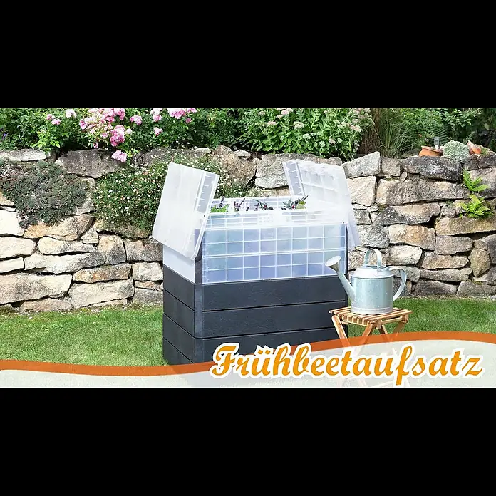 Garantia Frühbeet-Aufsatz Ergo Quadro M - 80 x 60 x 10 cm, Kunststoff - Frühbeetaufsatz für Ergo Quadro M Hochbeet | GARANTIA