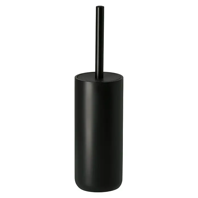 Venus Matte Black WC-Bürstengarnitur - Polyresin, Schwarz - Ein eleganter, schwarzer WC-Bürstenhalter mit minimalistischem Design. Ein schlichtes, stilvolles Badaccessoire.