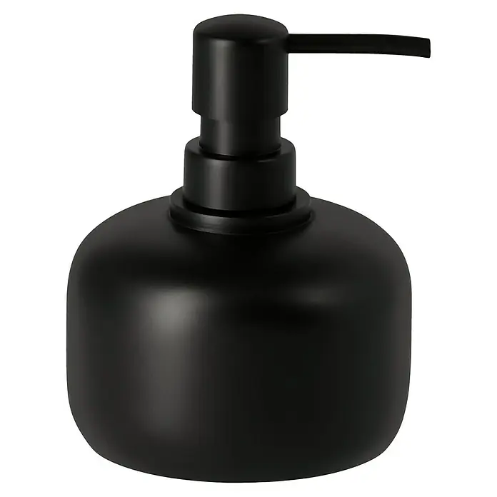 Venus Matte Black Seifenspender - Polyresin, Schwarz - Elegante schwarze Seifenspenderflasche. Das minimalistische Design macht es zu einer stilvollen Ergänzung für jedes Badezimmer oder jede Küche.