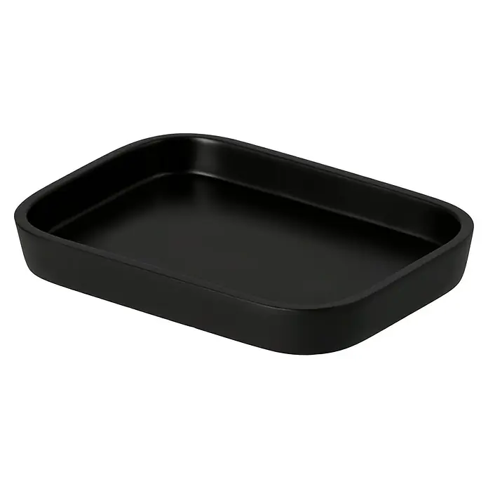 Venus Matte Black Seifenschale - Polyresin, Schwarz - Schwarze, rechteckige Backform mit abgerundeten Ecken. Ideal zum Backen von Kuchen, Aufläufen oder Braten im Ofen.