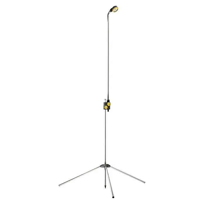 Neptun Gartendusche - 117 cm, Dreibeinstativ, Aluminium - Bild einer freistehenden Inspektionsleuchte mit Stativ. Die Inspektionsleuchte hat einen verstellbaren Kopf und einen robusten Ständer für Stabilität.