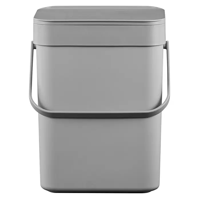 Vepa Bins Standard Mülleimer Foodwaste Caddy Puro II - 5 l, Kunststoff, Grau - Grauer Küchenkomposteimer mit Deckel und Henkel, ideal für die Sammlung von Bioabfällen in der Küche. Erhältlich in verschiedenen Größen.