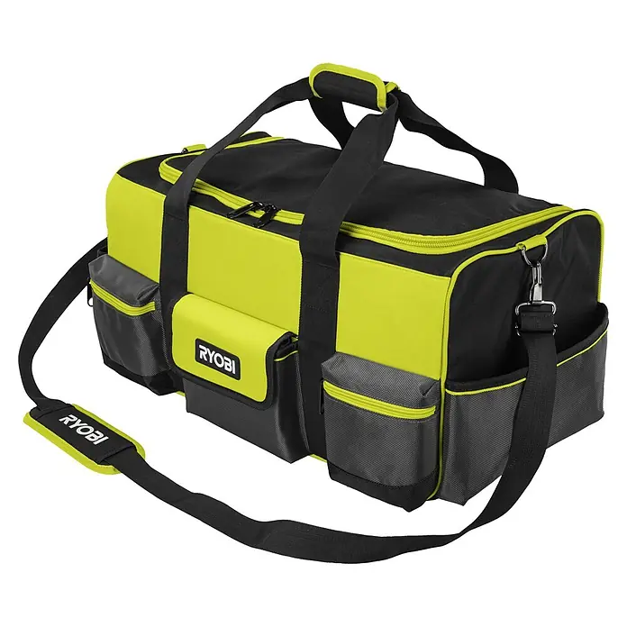 Ryobi Werkzeugtasche RSSLTB1 L - Polyester, Größe: L - Die Ryobi Werkzeugtasche in Schwarz und Gelb bietet viel Stauraum und praktische Fächer für Handwerker. Ideal für den Transport von Werkzeugen.