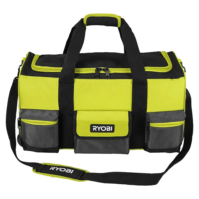 Ryobi Werkzeugtasche RSSLTB2 - Polyester - Ryobi Werkzeugtasche mit mehreren Fächern und Tragegriffen, ideal für den Transport von Werkzeugen und Zubehör zur Baustelle.
