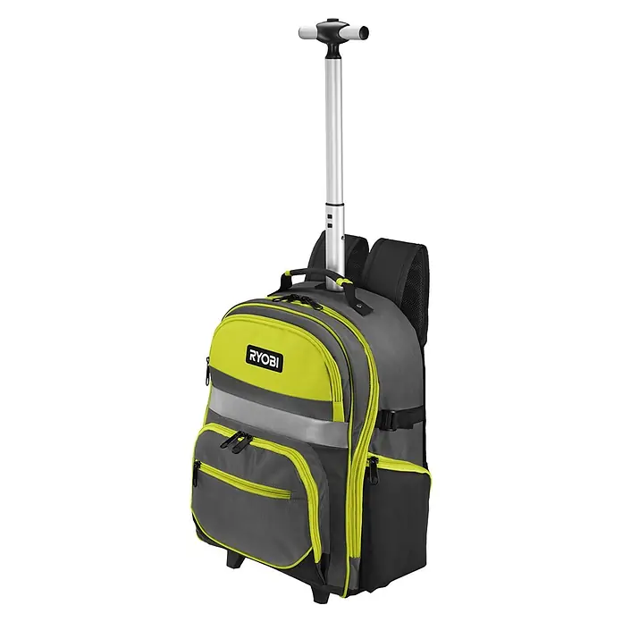 Ryobi Werkzeugrucksack RSSBP2 - 20 l, Ausstattung: Räder - Ryobi Rollrucksack mit Teleskopgriff, ideal für den Transport von Werkzeugen und Zubehör. Praktisch und robust.