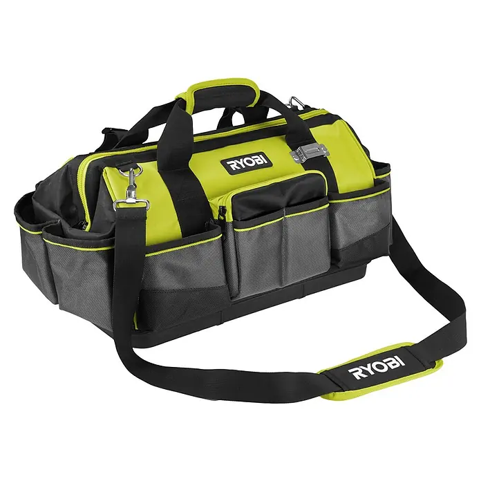 Ryobi Werkzeugtasche RSSMTB1 M - Polyester, Größe: M - Ryobi Werkzeugtasche in Schwarz und Neongelb mit Tragegriff und Schultergurt, ideal für Handwerker.