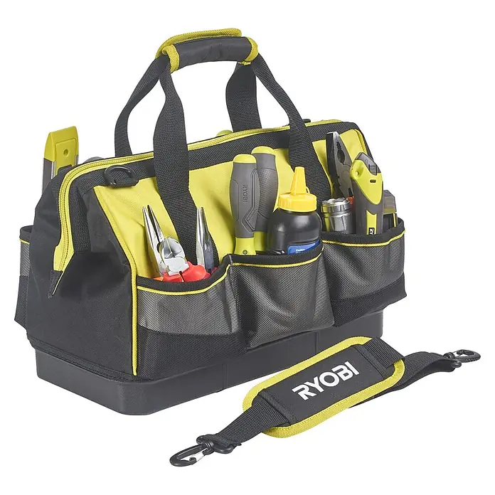 Ryobi Werkzeugtasche RSSSTB1 S - Polyester, Größe: S - Ryobi Werkzeugtasche mit Werkzeugen in den Außentaschen und Tragegurt.
