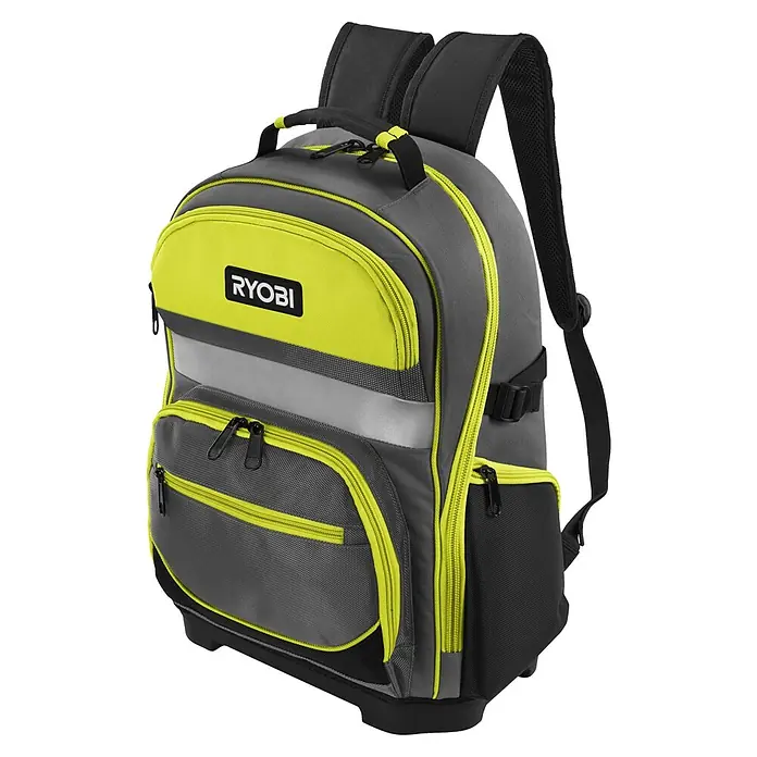 Ryobi Werkzeugrucksack RSSBP1 - 20 l, Grün/Schwarz - Ryobi Werkzeugrucksack in Grau und Gelb mit mehreren Taschen und Fächern für den bequemen Transport von Werkzeugen.