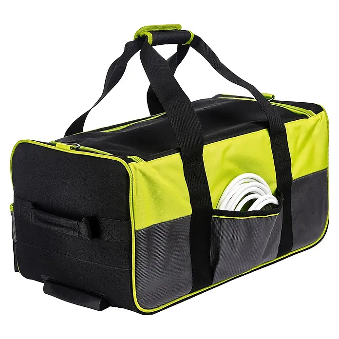 Ryobi Werkzeugtasche RSSLTB2 - Polyester - Sportliche schwarze Reisetasche mit grünen Akzenten und praktischen Griffen. Ideal für Sport und Reisen.