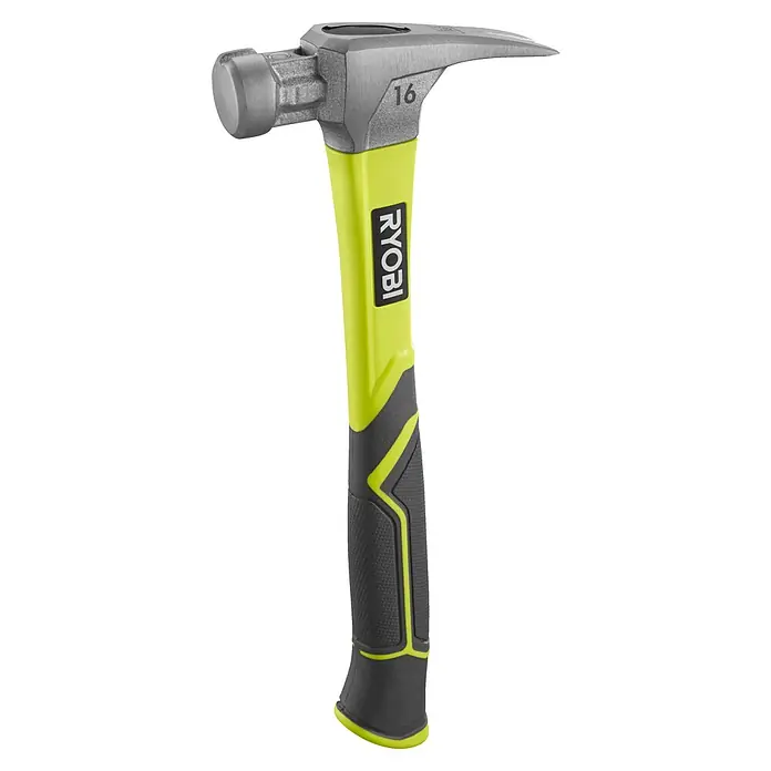 Ryobi Klauenhammer RH16FSS - Gewicht Kopf: 450 g, Stahl - Ein Ryobi-Hammer, ideal für Bau- und Abbrucharbeiten, mit einem robusten Kopf und ergonomischem Griff für komfortable Handhabung.