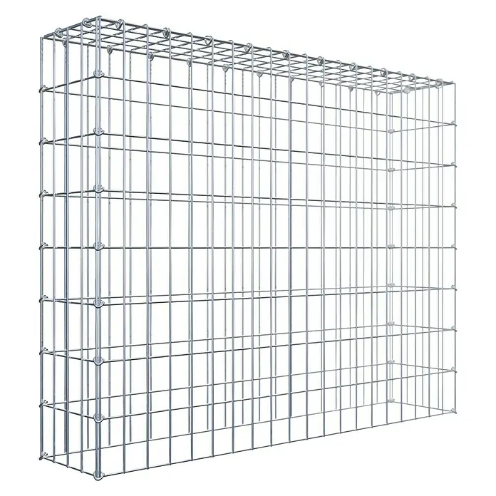 Gabiona Gabione Typ 3 - Zum Anbau in der Höhe, 100 x 20 x 80 cm, Stahl, Maschenbreite: 50 mm, Maschenhöhe: 100 mm, C-Ring - Ansicht eines Gabionenkorbs aus verzinktem Drahtgeflecht, ideal für Gartenmauern oder als dekoratives Element. Stabile Konstruktion für vielfältige Anwendungen.