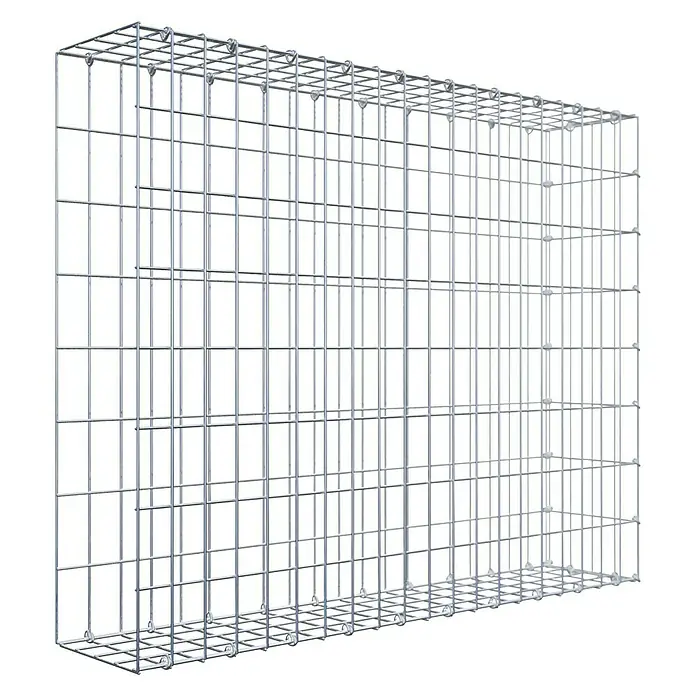 Gabiona Gabione Typ 2 - Zum Anbau in der Länge, 100 x 20 x 80 cm, Stahl, Maschenbreite: 50 mm, Maschenhöhe: 100 mm, C-Ring - Drahtgitterbox für den Außenbereich. Robuste Gabione zur Befüllung mit Steinen für dekorative Zwecke im Garten.