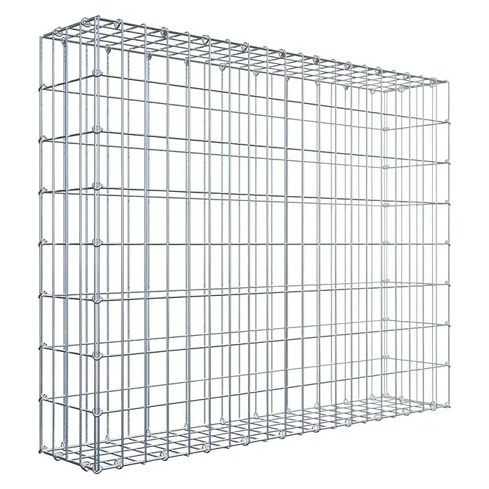 Gabiona Gabione - 100 x 20 x 80 cm, Stahl, Maschenbreite: 50 mm, Maschenhöhe: 100 mm - Gabionenstruktur aus verzinktem Drahtgeflecht für Stabilität und modernes Design, ideal für Garten- und Landschaftsbauprojekte.