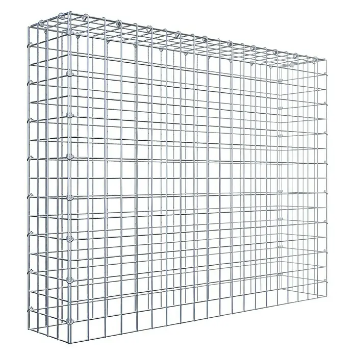 Gabiona Gabione Typ 3 - Zum Anbau in der Höhe, 100 x 20 x 80 cm, Stahl, Maschenbreite: 50 mm, Maschenhöhe: 50 mm, C-Ring - Gabione aus verzinktem Drahtgitter.  Ideal für Landschaftsbau, Stützmauern oder dekorative Elemente im Außenbereich. Robust und langlebig.