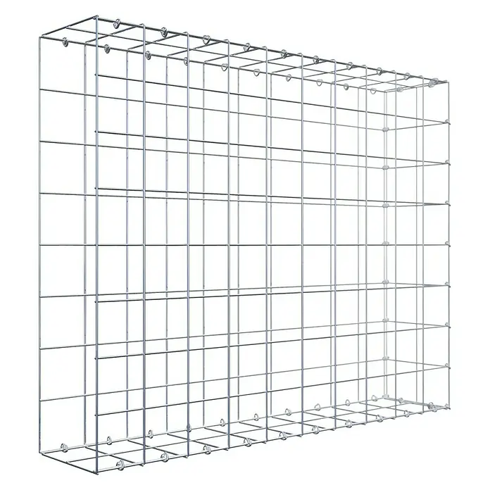 Gabiona Gabione Typ 2 - Zum Anbau in der Länge, 100 x 20 x 80 cm, Stahl, Maschenbreite: 100 mm, Maschenhöhe: 100 mm, C-Ring - Gabionenkorb aus verzinktem Drahtgitter, ideal für dekorative und funktionale Gartengestaltung. Robust und langlebig.