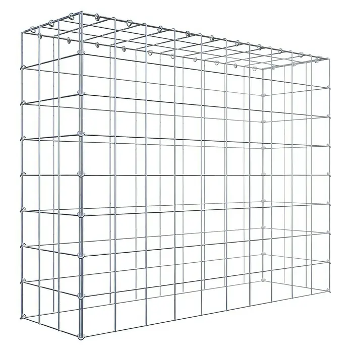 Gabiona Gabione Typ 3 - Zum Anbau in der Höhe, 100 x 30 x 80 cm, Stahl, Maschenbreite: 100 mm, Maschenhöhe: 100 mm, C-Ring - Gitterbox aus robustem, silberfarbenem Draht. Ideal für Lagerung & Dekoration.