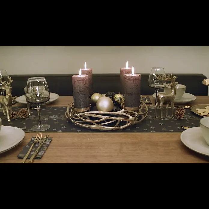 Dekoblüten Weihnachtsstern mit Clip - Durchmesser: 18 cm, Kunststoff, Gold, Christrose - Weihnachten schwarz-gold