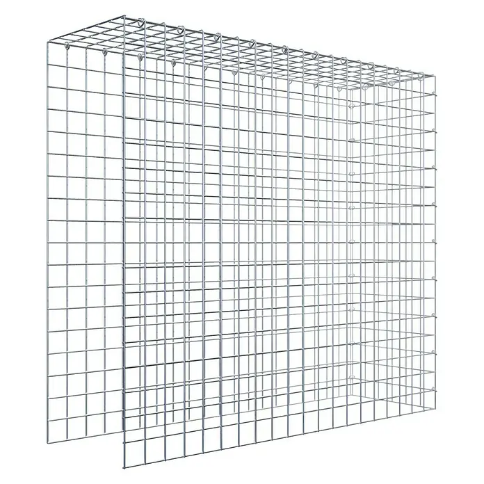 Gabiona Gabione Typ 4 - Zum Anbau in Länge & Höhe, 100 x 30 x 90 cm, Stahl, Maschenbreite: 50 mm, Maschenhöhe: 50 mm, C-Ring - Ein detailliertes Bild eines Gabionenkorbs, der durch sein robustes Drahtgitterdesign besticht, ideal für den Landschaftsbau und zur Hangbefestigung.