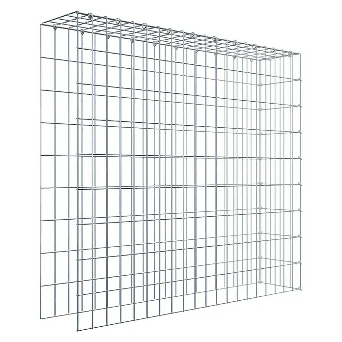 Gabiona Gabione Typ 4 - Zum Anbau in Länge & Höhe, 100 x 20 x 90 cm, Stahl, Maschenbreite: 50 mm, Maschenhöhe: 100 mm, C-Ring - Draufsicht auf ein Gabionen-Drahtgitter, das für Stabilität und Haltbarkeit in verschiedenen Anwendungen sorgt. Ideal für den Außenbereich.