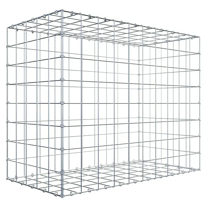 Gabiona Gabione - 100 x 50 x 80 cm, Stahl, Maschenbreite: 100 mm, Maschenhöhe: 100 mm - Gitterbox aus silberfarbenem Draht. Robustes Drahtgitter für vielfältige Anwendungen, von Lagerung bis Dekoration.