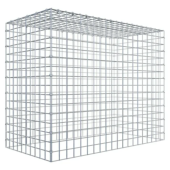 Gabiona Gabione Typ 3 - Zum Anbau in der Höhe, 100 x 50 x 80 cm, Stahl, Maschenbreite: 50 mm, Maschenhöhe: 50 mm, C-Ring - Ein rechteckiger Gabionenkorb aus verzinktem Stahldrahtgitter für den Gartenbau oder als dekoratives Element. Hohe Stabilität und modernes Design.