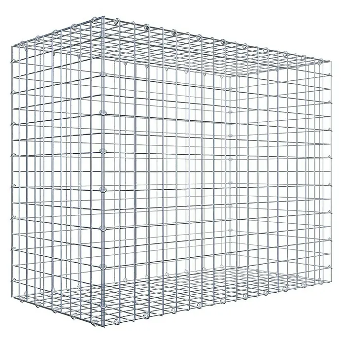 Gabiona Gabione - 100 x 50 x 80 cm, Stahl, Maschenbreite: 50 mm, Maschenhöhe: 50 mm - Bild eines Gabionenkorbs aus verzinktem Drahtgitter, ideal für den Garten- und Landschaftsbau.